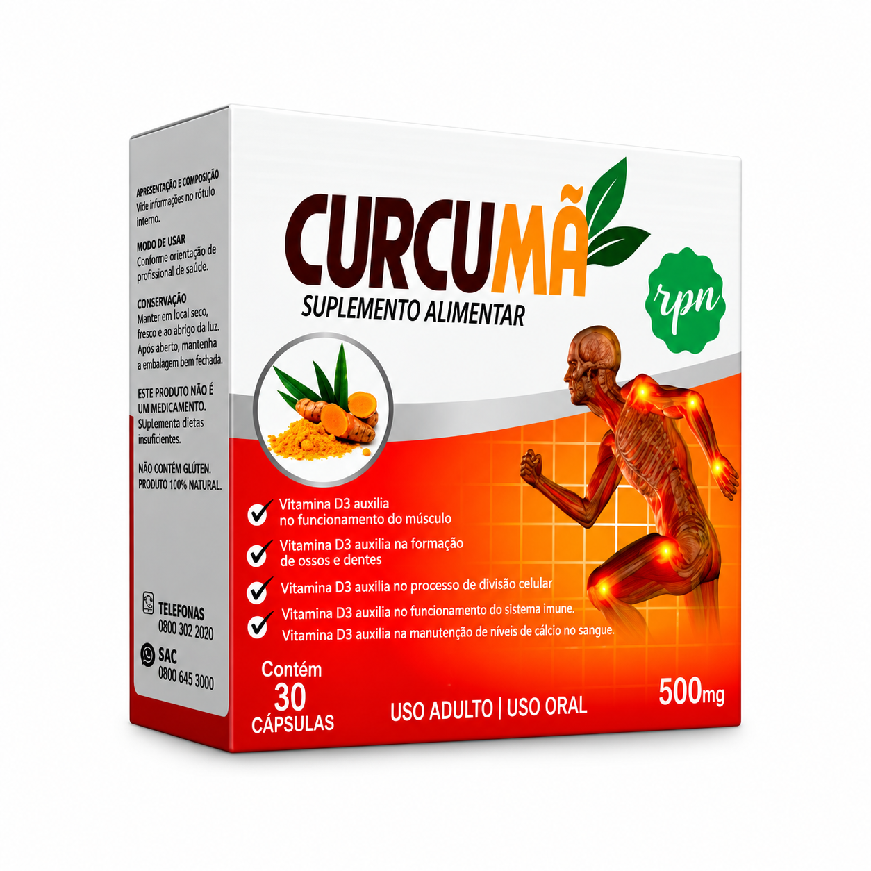 C&uacute;rcuma Col&aacute;geno Tipo II Anti-inflamat&oacute;rio Natural 30 Cps